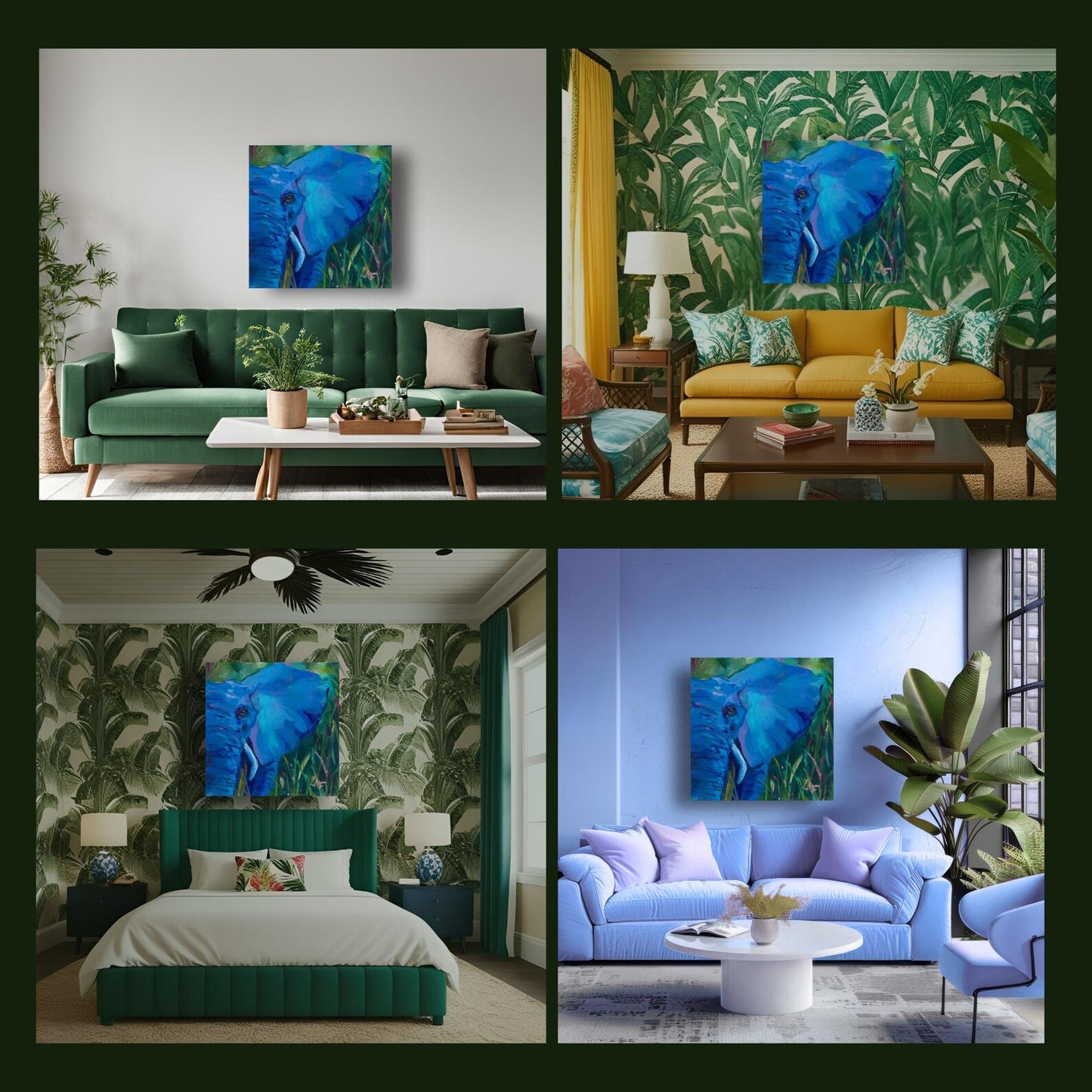 Blue Elephant Print