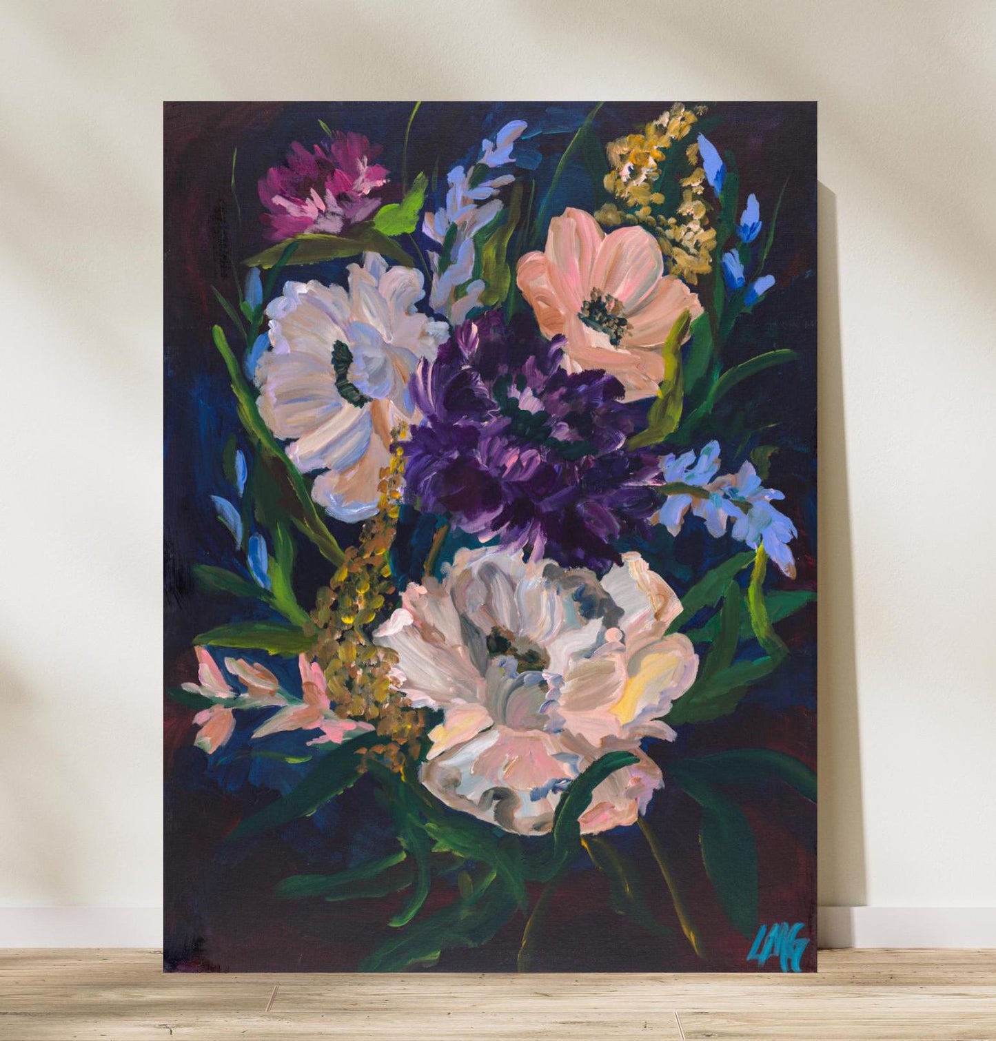 dark vintage floral canvas print