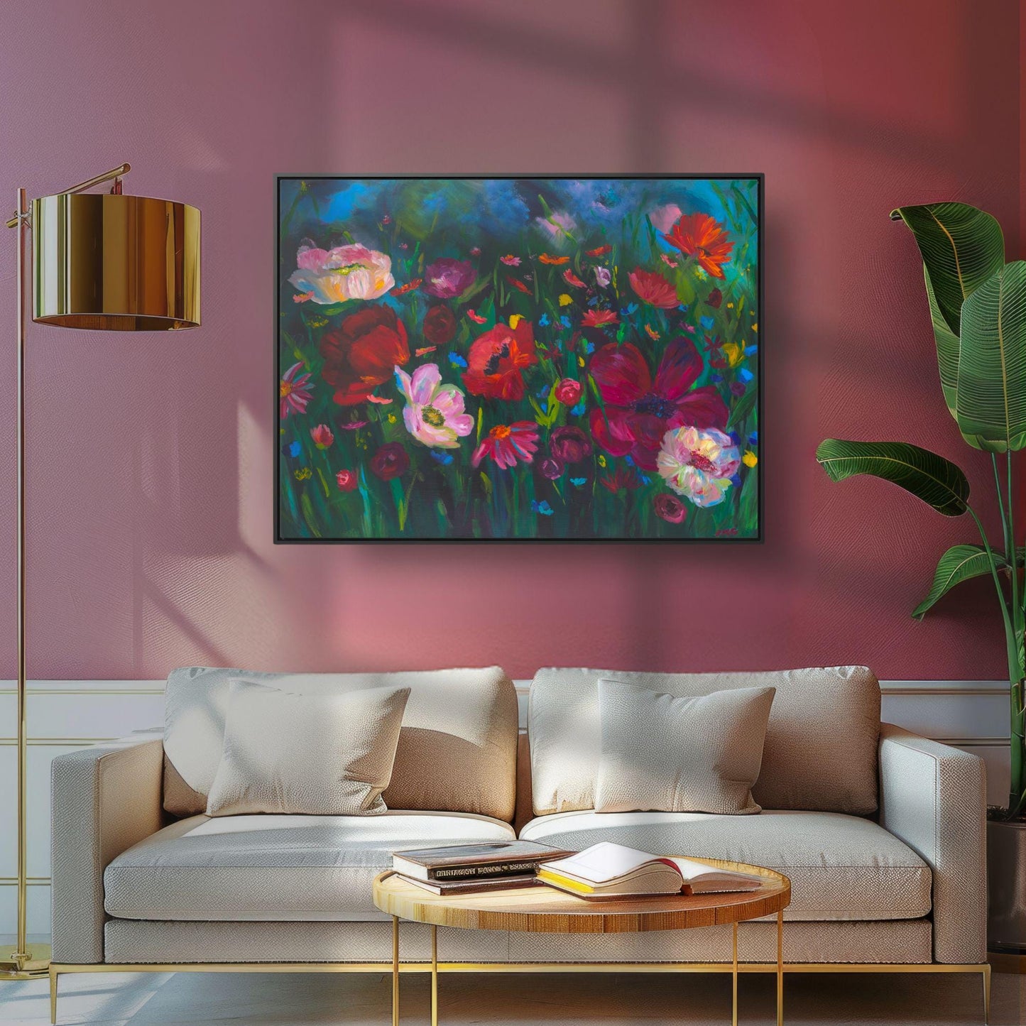 bold happy artwork on a feminine colorful wall art