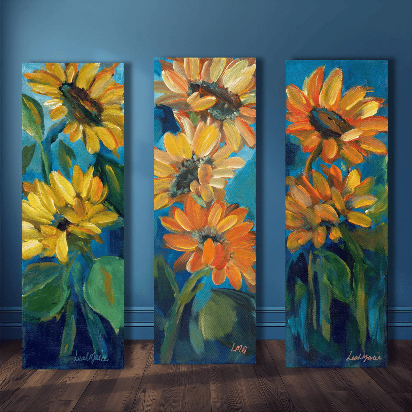 Select from 3 original 3 miniature hand painted sunflower paintings. perfect for farmhouse decor or a dopamine decor filled gallery wall