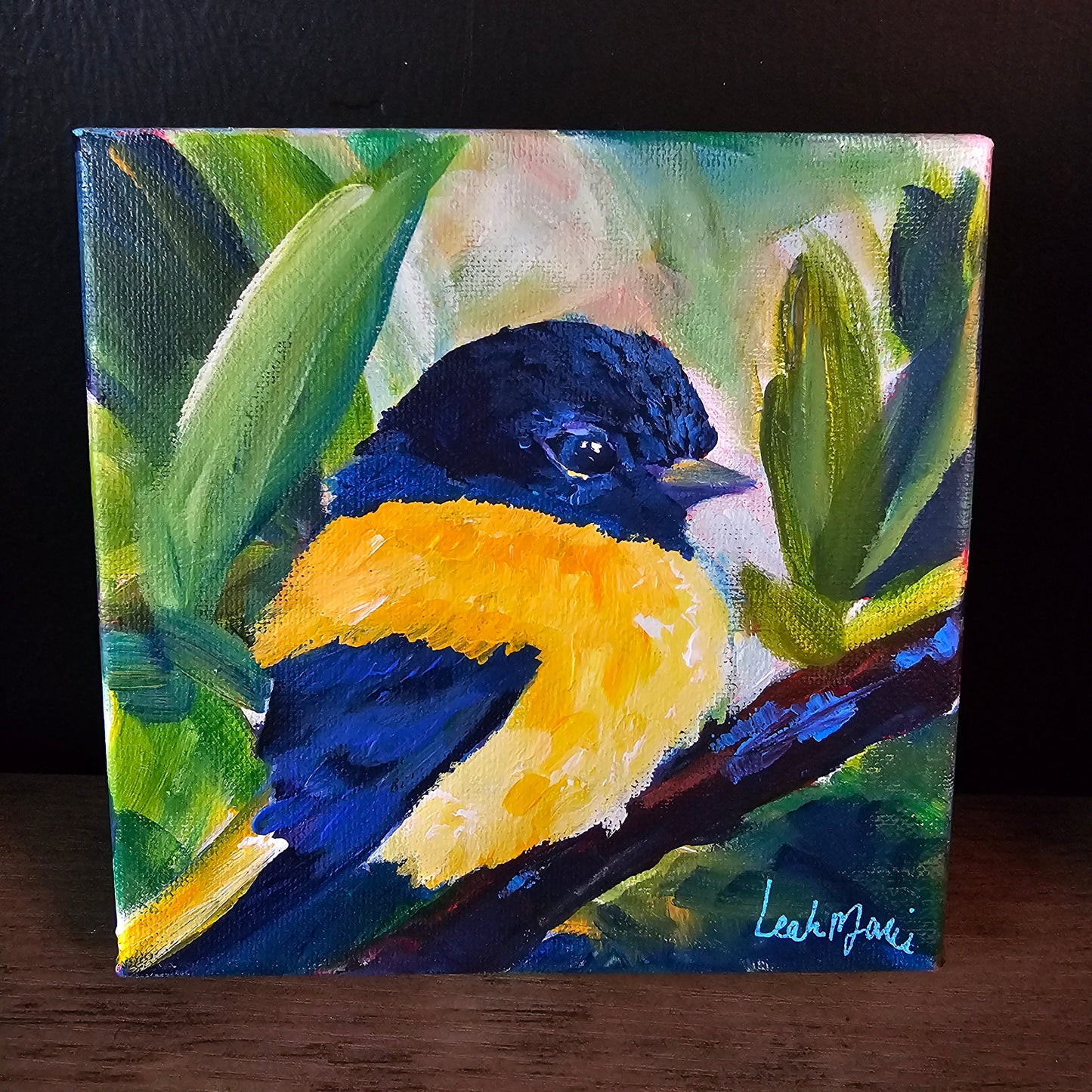 little yellow hand painted bird gift for bird lover
