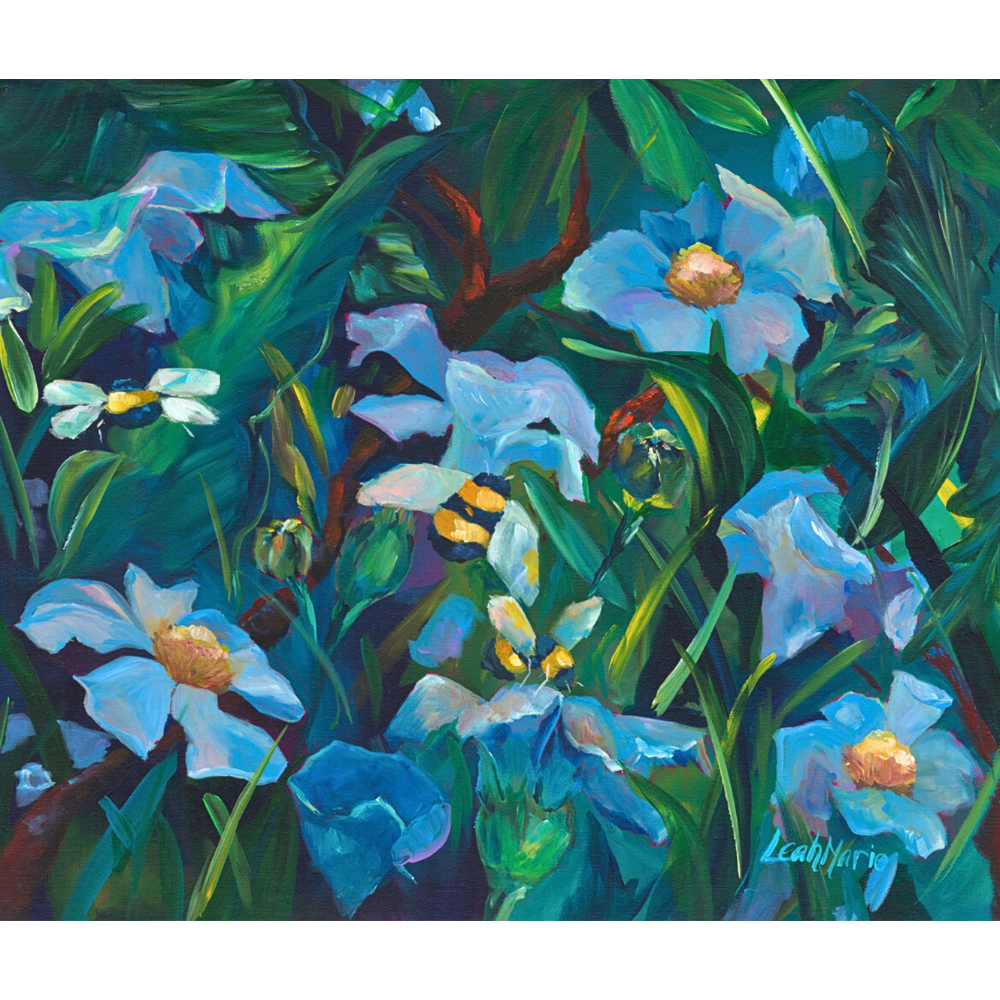 Blues & Bees Original Painting