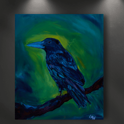 Moody raven artwork trio for office, bedroom, or hallway, adds depth and mystery to your wall space.