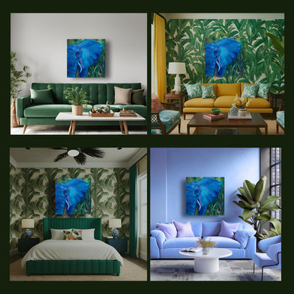 Blue Elephant Print