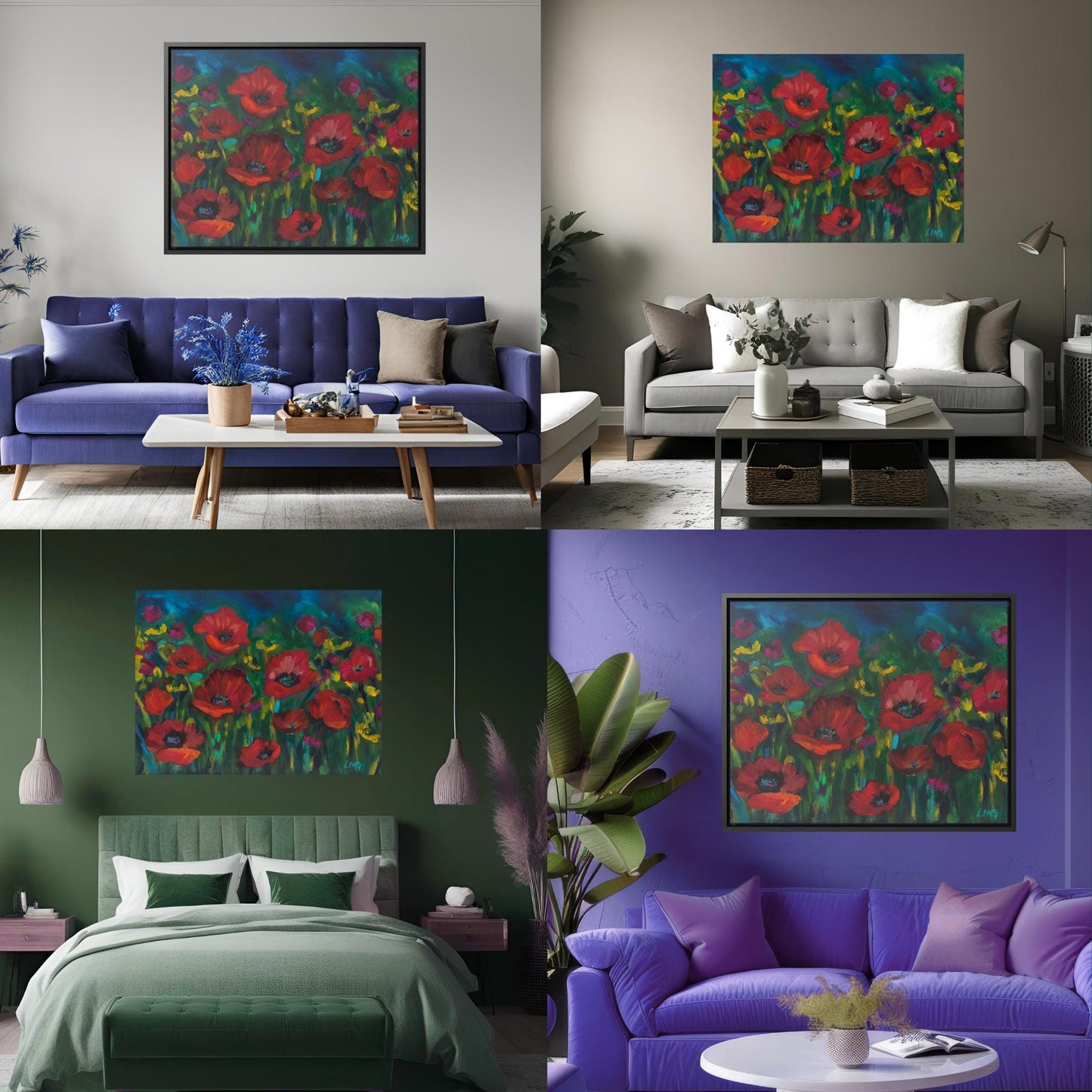 maximalist wall art floral boho home decor wall decor jewel tone bedroom art bright colored print