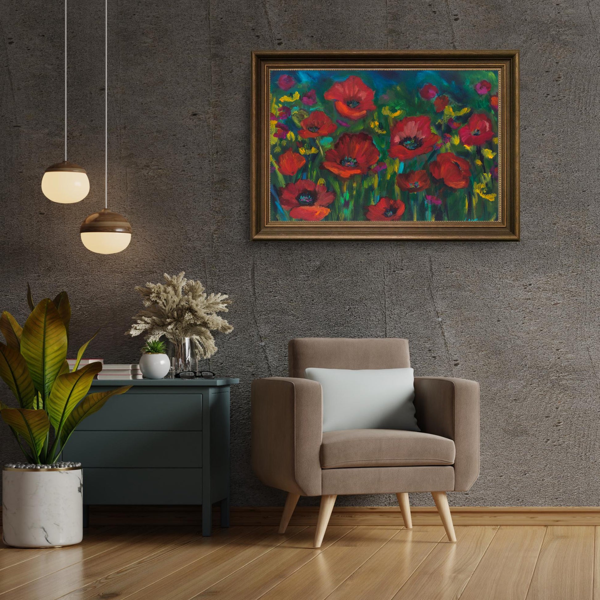 traditional farmhouse poppy prints artwork