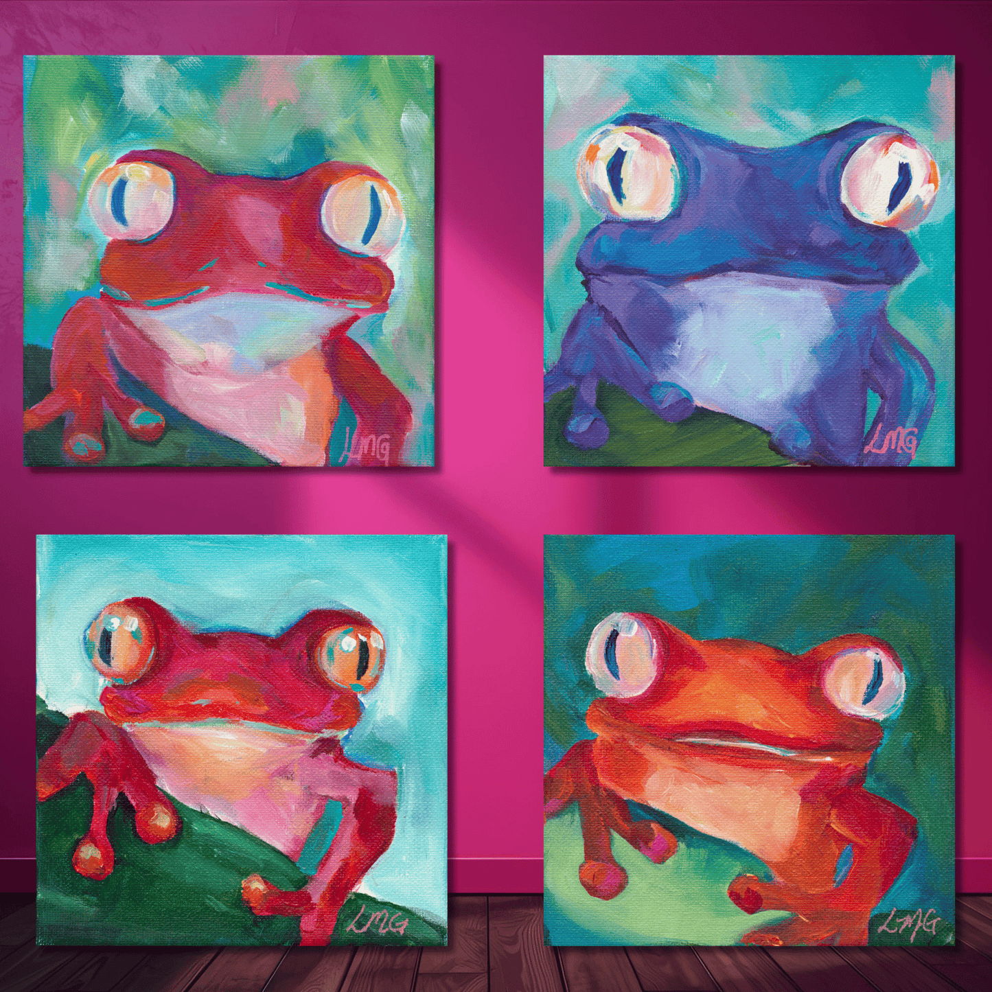 mini abstract whimsical colorful square from paintings perfect for a burst of dopamine on your gallery wall