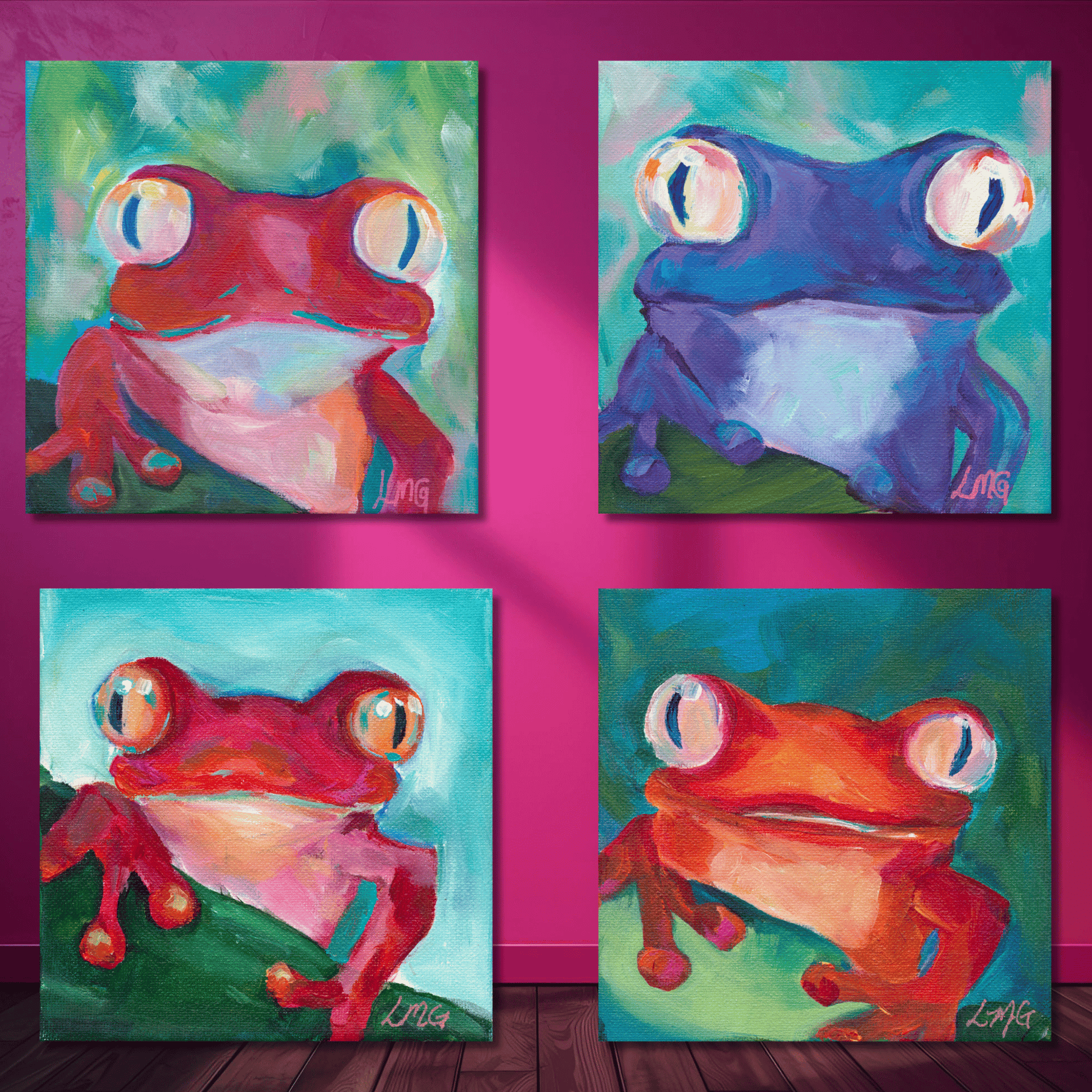 mini abstract whimsical colorful square from paintings perfect for a burst of dopamine on your gallery wall