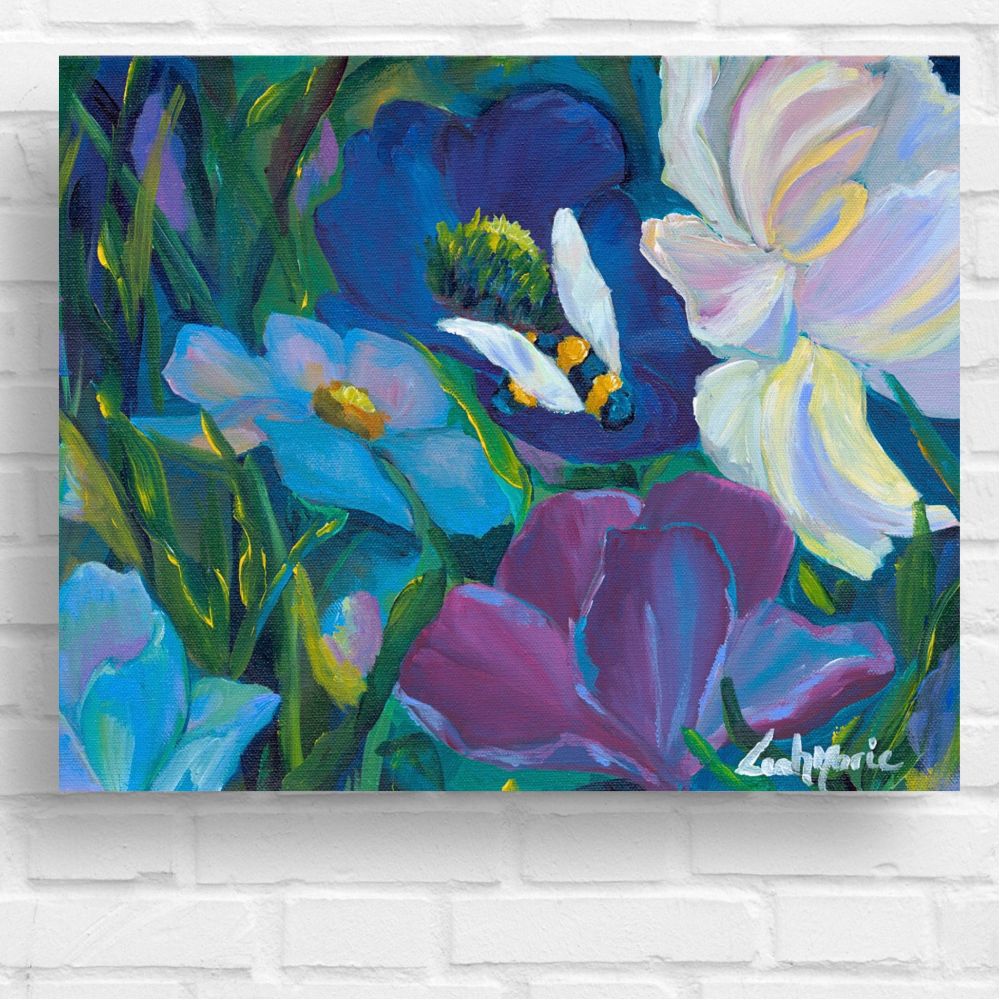 small gallery wall art art 11x14 blue and purple floral canvas artwork