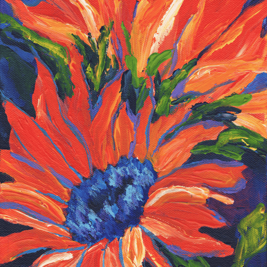 Vibrant sunflower artwork original painting, expressive brushstrokes, colorful floral wall art for interior designers and collectors