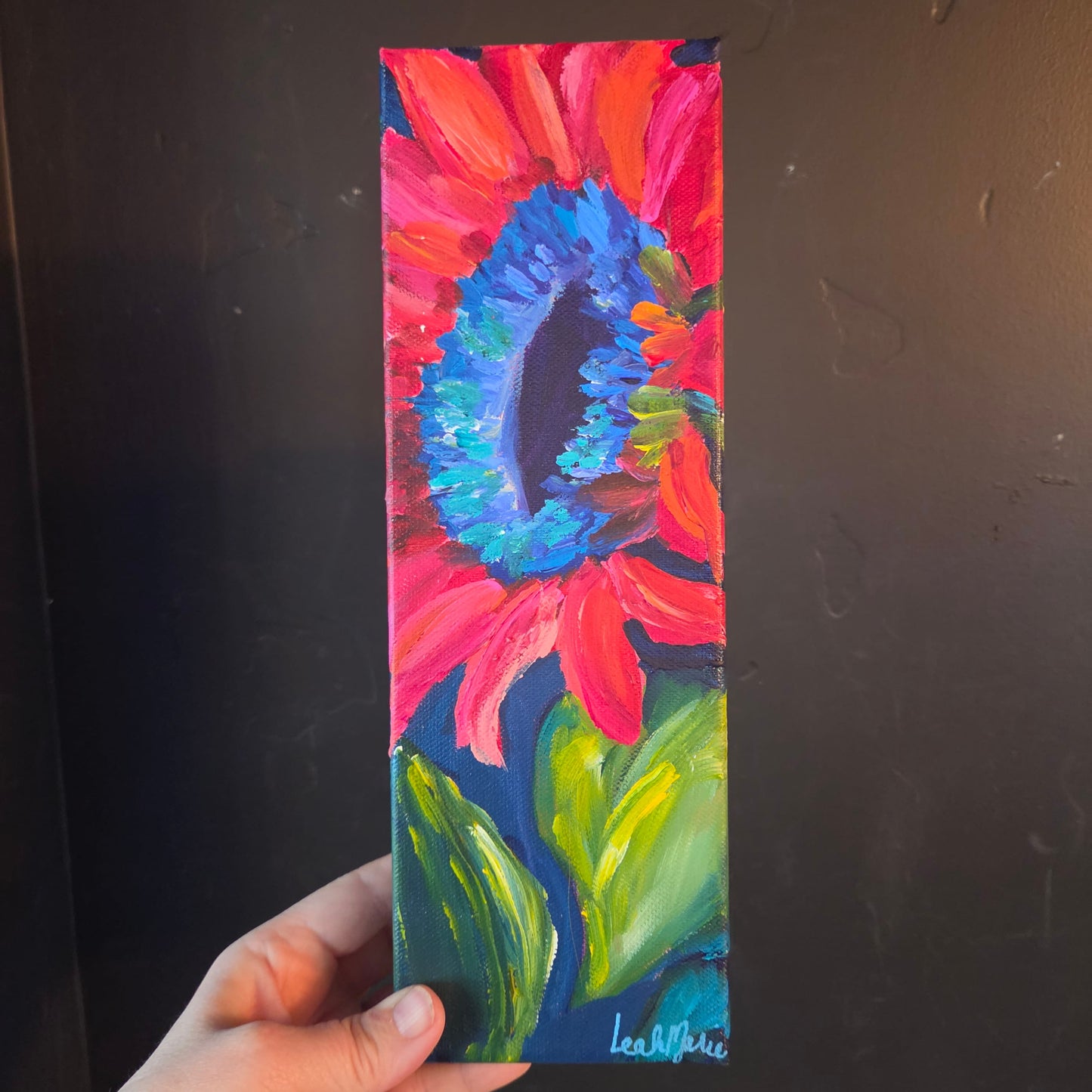 original sunflower panel paintings, colorful expressive floral wall art set for gallery wall styling
