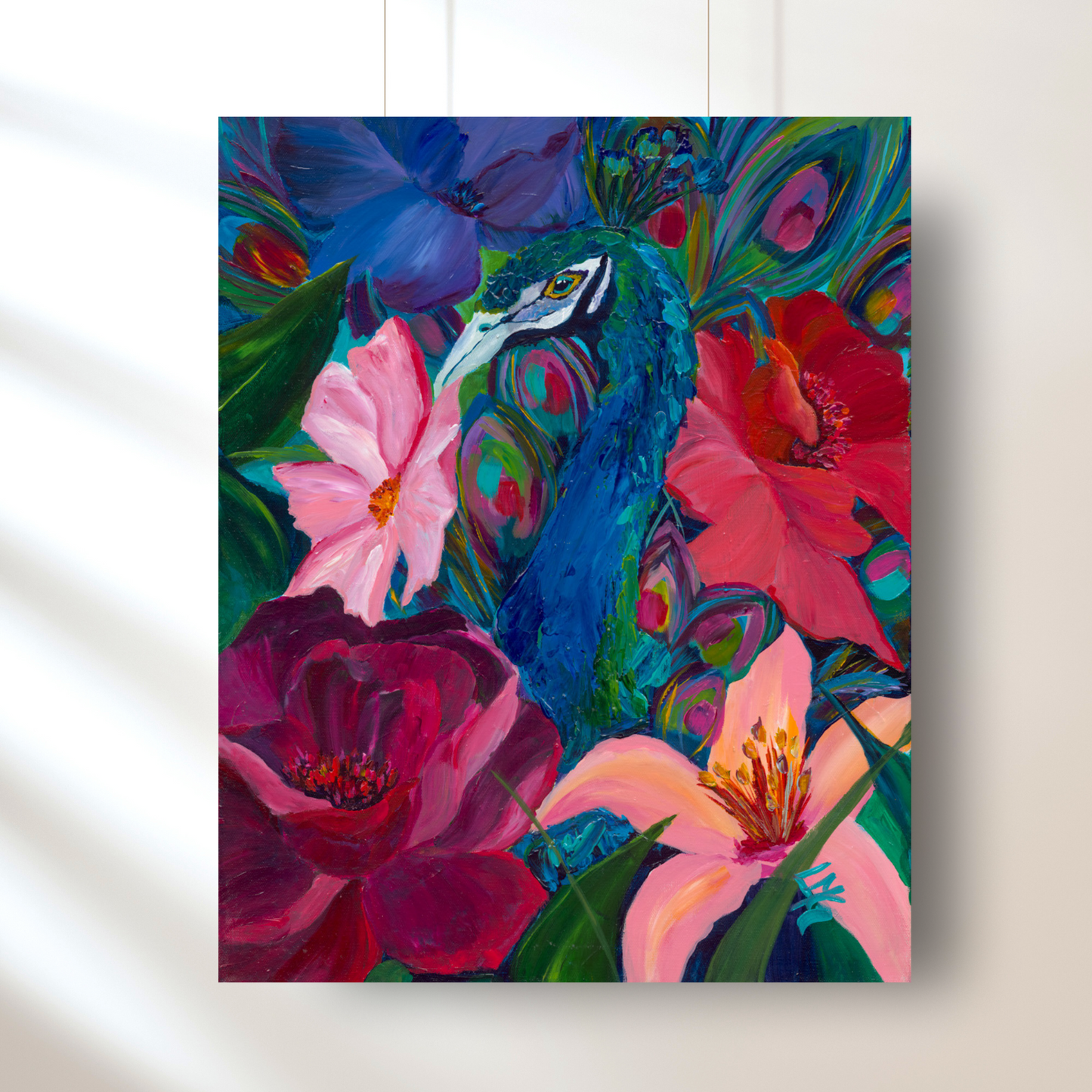 Vibrant Colorful Floral Peacock